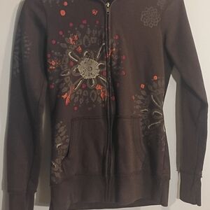Lounge By Maurices Brown Full Zip Hoodie Size XS